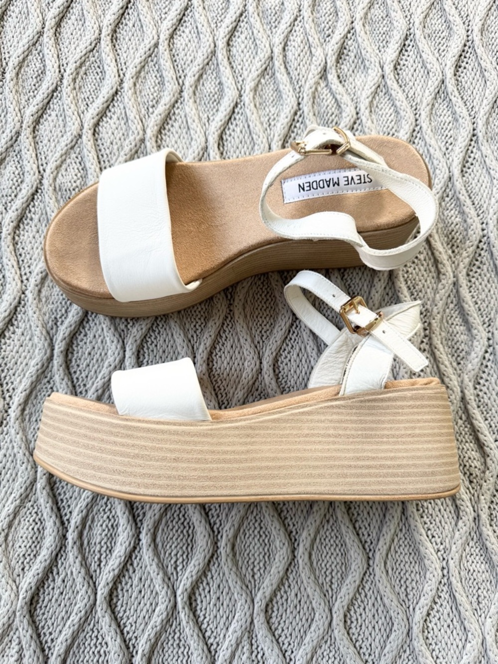 Steve Madden Piano White Platform Sandals